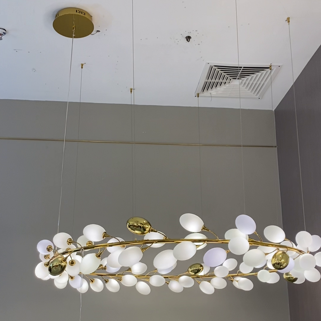 Art Grape Chandelier Pure White Nordic Ring and Linear Design