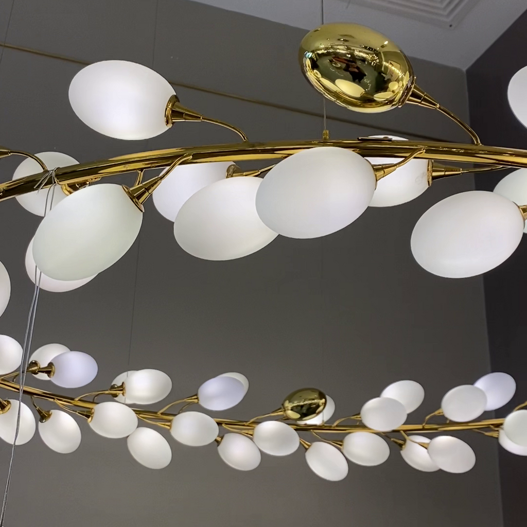 Art Grape Chandelier Pure White Nordic Ring and Linear Design