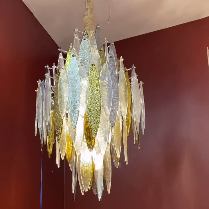 Modern Tiered Glass Maple Leaf Branch Chandelier for Living Room Dining Room and Bedroom Secondary image
