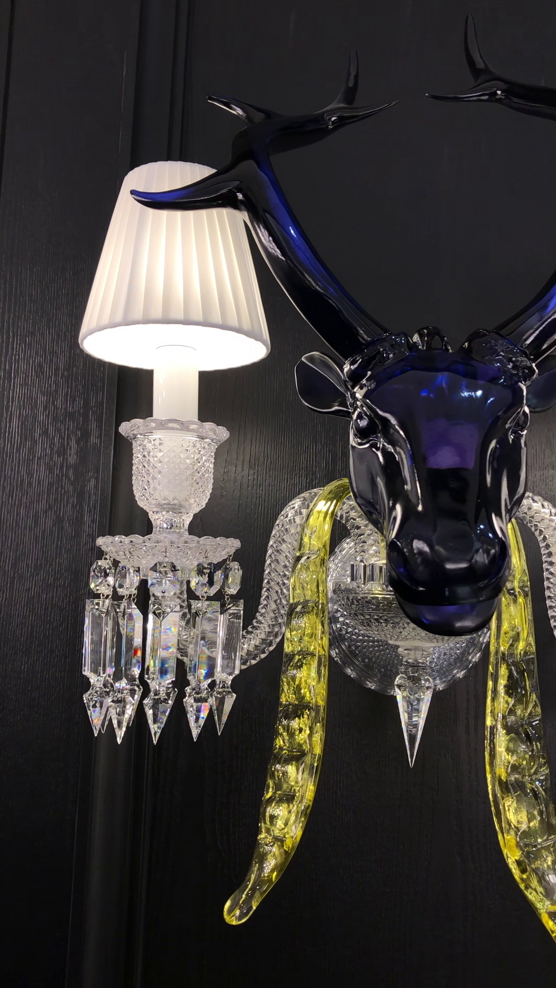 Maria Classic Colorful Candle Branch Blue Deer Crystal Chandelier for Living Room/Dining Room