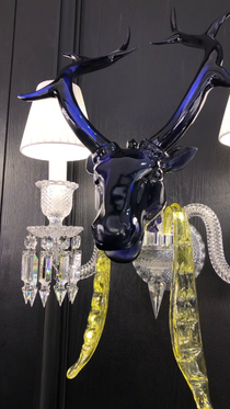 Maria Classic Colorful Candle Branch Blue Deer Crystal Chandelier for Living Room/Dining Room