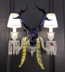 Maria Classic Colorful Candle Branch Blue Deer Crystal Chandelier for Living Room/Dining Room
