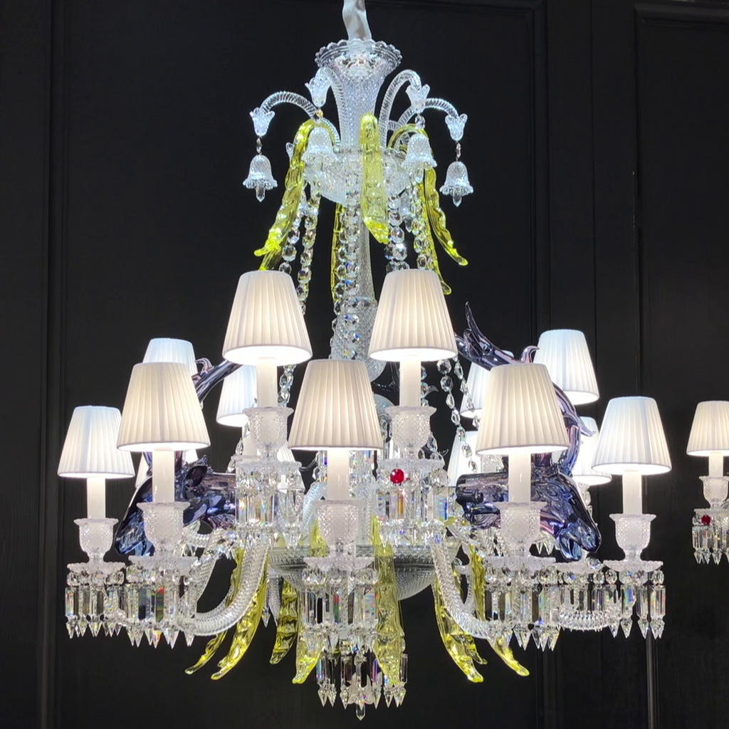 Maria Classic Colorful Candle Branch Blue Deer Crystal Chandelier for Living Room/Dining Room