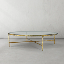 Hand-Forged Metal Glass Round Coffee Table 36" 55"