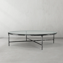 Hand-Forged Metal Glass Round Coffee Table 36" 55"