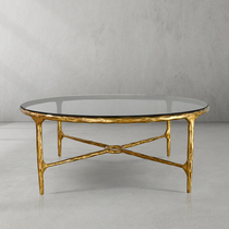 Hand-Forged Metal Glass Round Coffee Table 36" 55"
