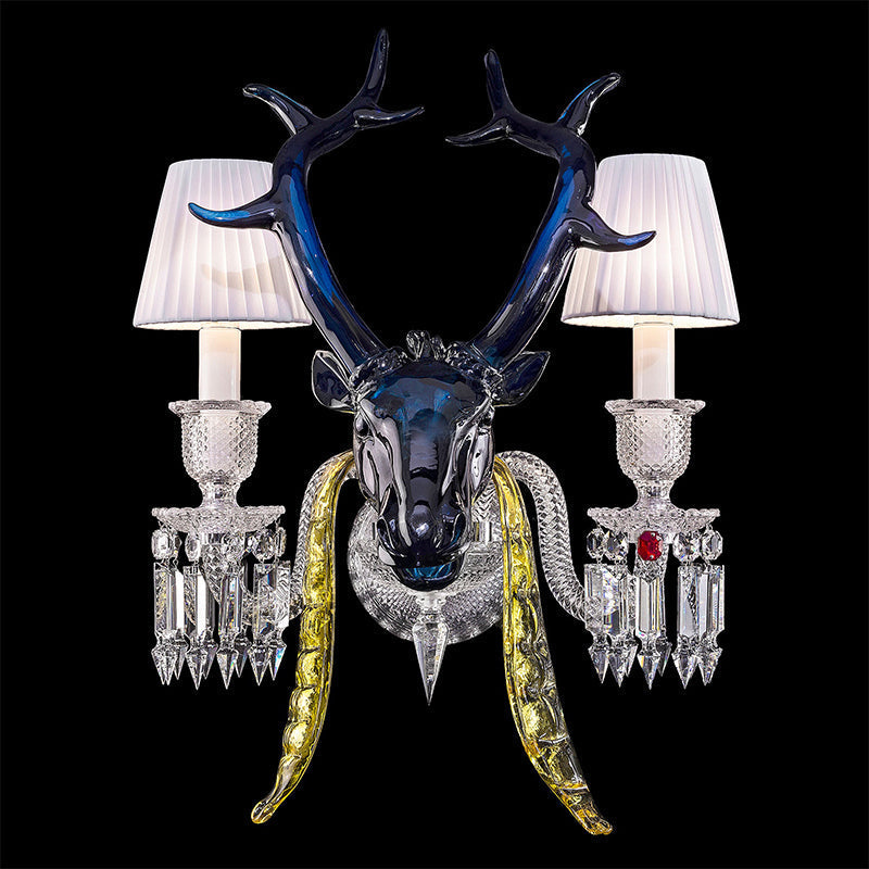 Maria Classic Colorful Candle Branch Blue Deer Crystal Chandelier for Living Room/Dining Room