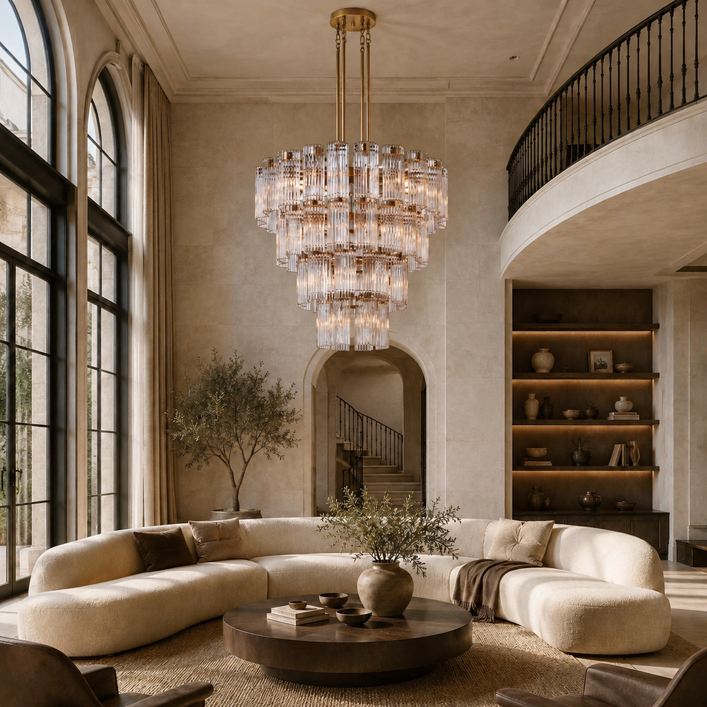 Delsie Round Glass Chandelier 38" 48" 60"