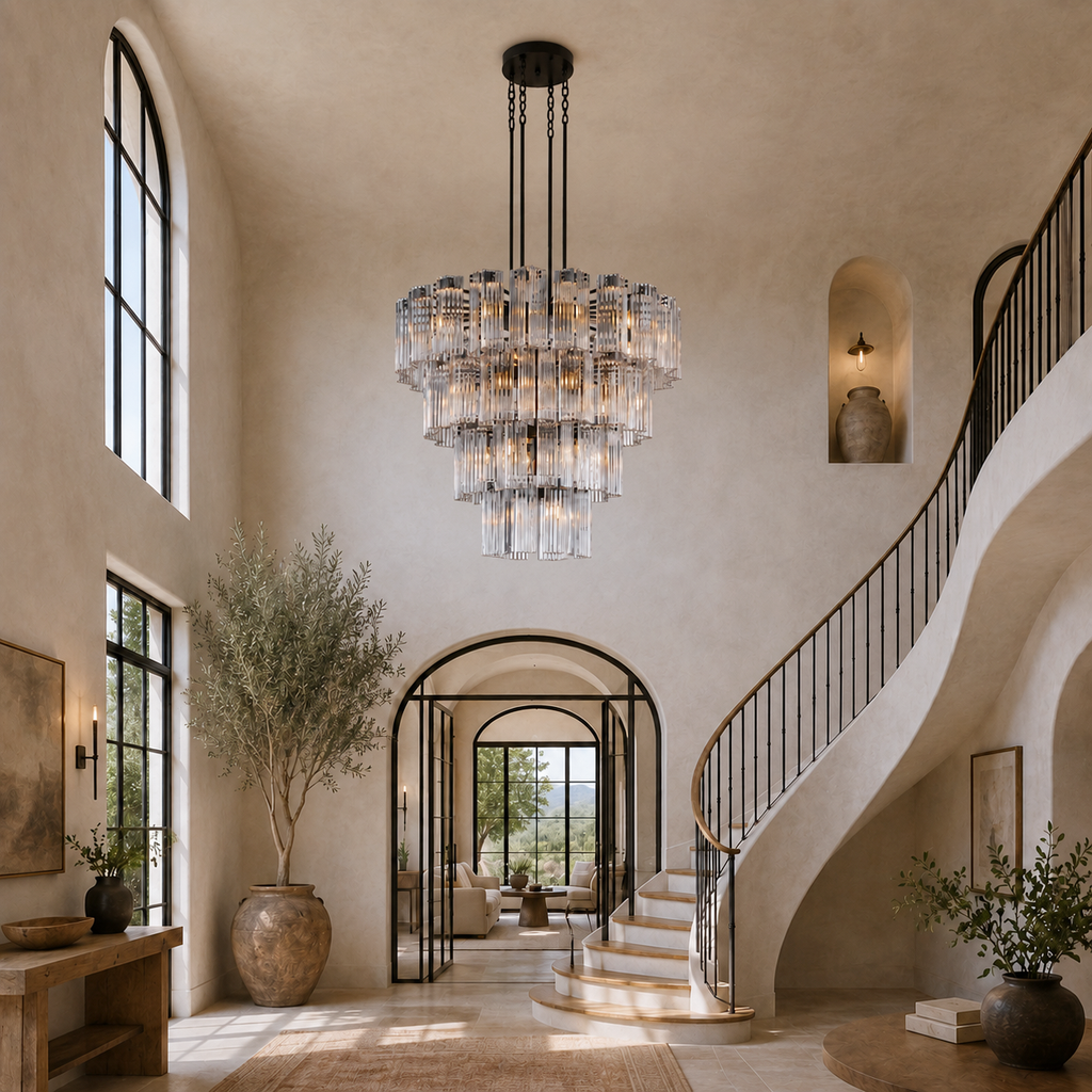 Delsie Round Glass Chandelier 38" 48" 60"