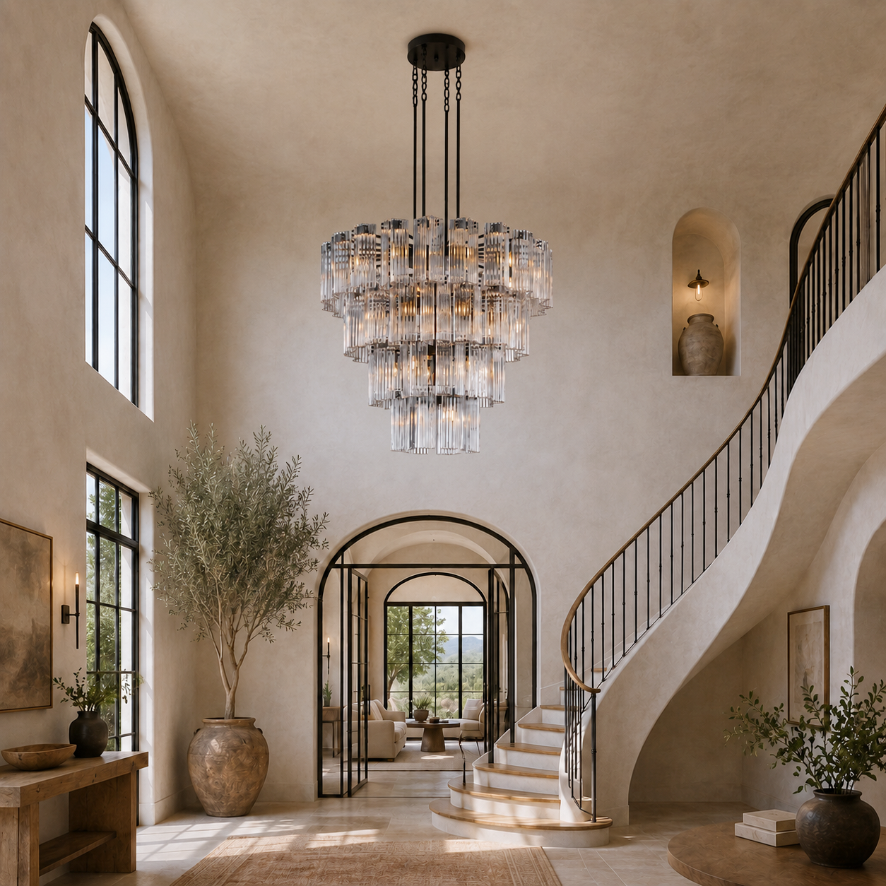 Delsie Round Glass Chandelier 38" 48" 60"