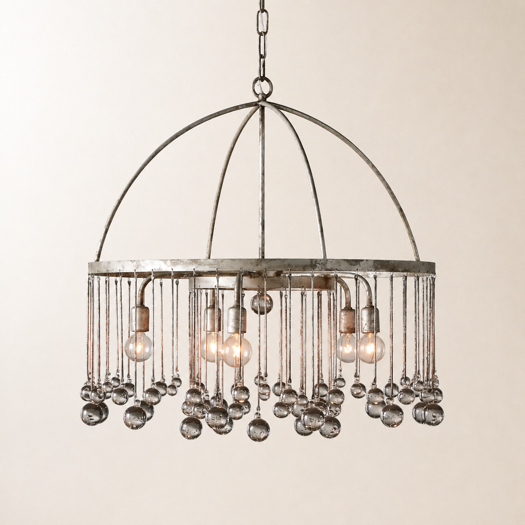 Aubrey Crystal Ball Round Chandelier 5 Light