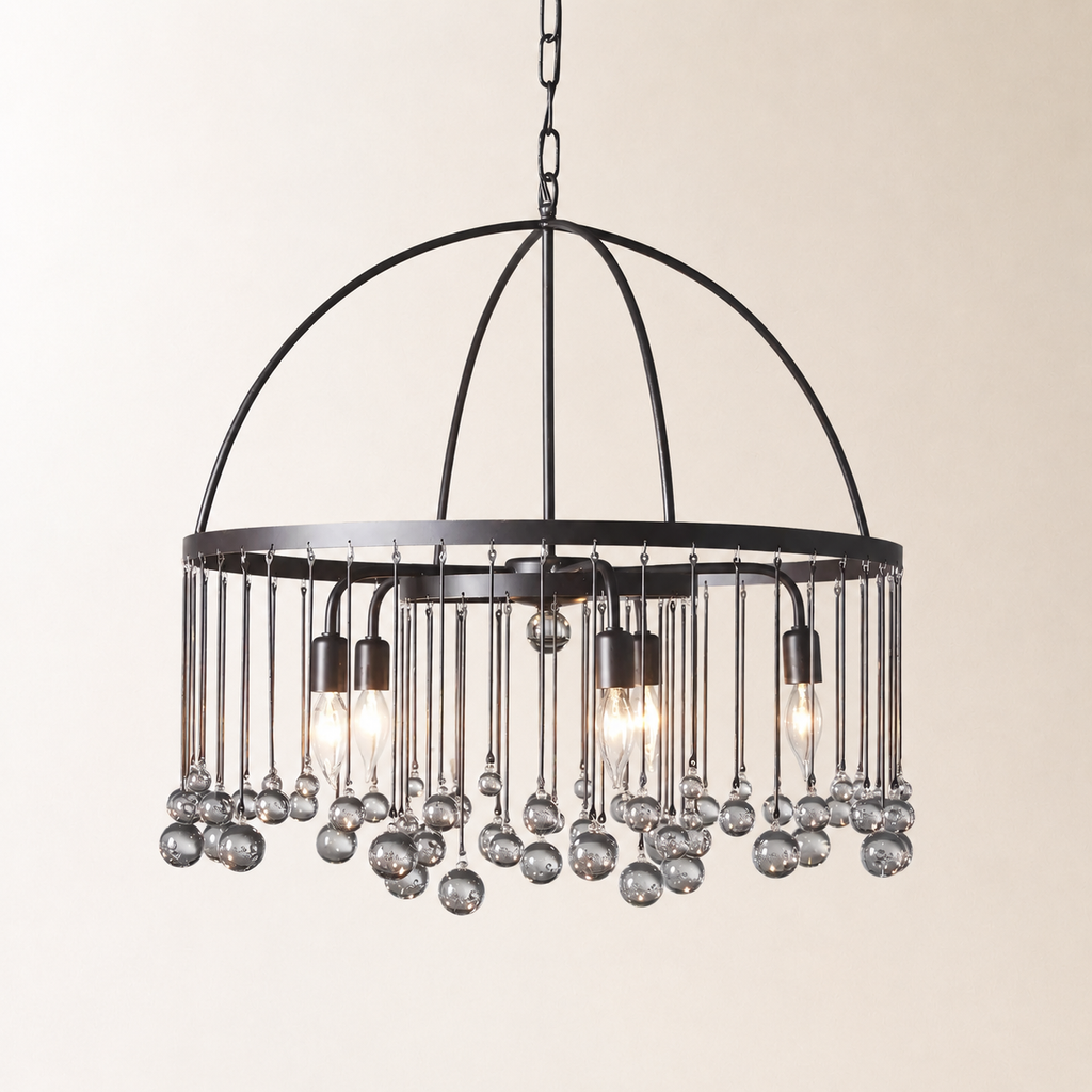 Aubrey Crystal Ball Round Chandelier 5 Light